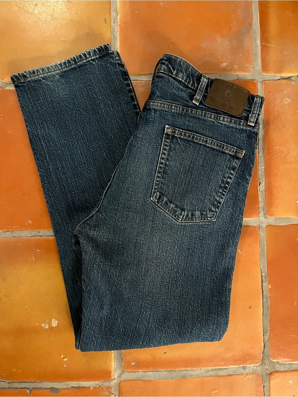 Wrangler Men's Dark Blue Denim Jeans - Classic Straight Fit - 36x32